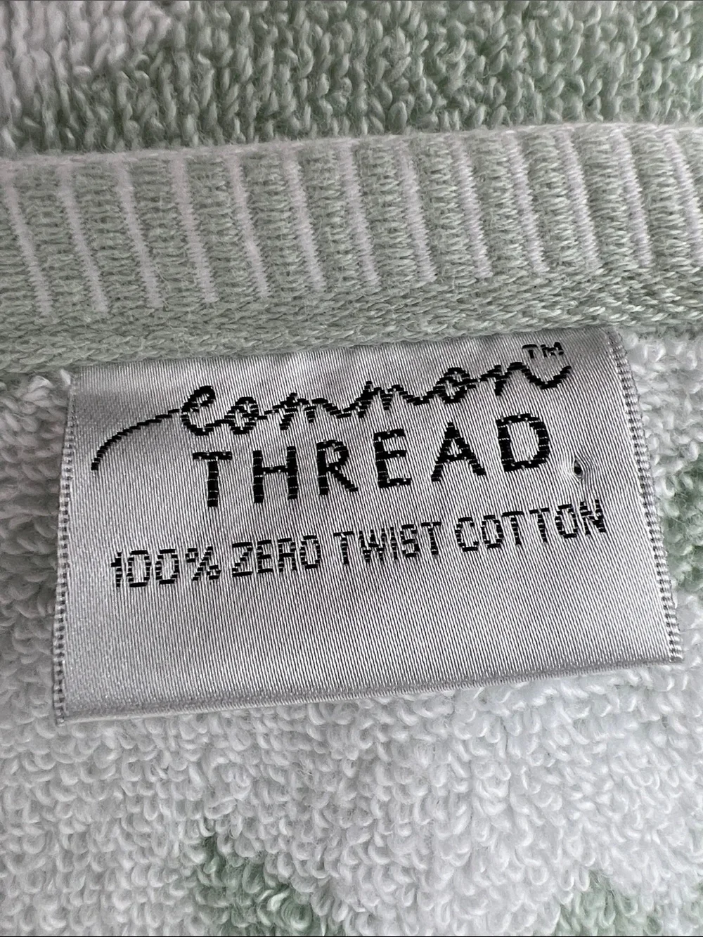 Common Thread Bath Towel Set Sage Green White Floral Soft Cotton 2 Pc NEW